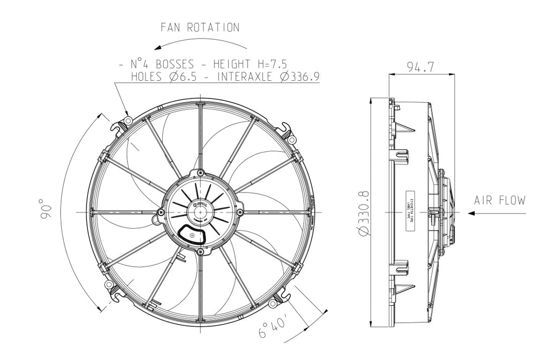 Spal Brushed 12" Electric Pusher Fan.