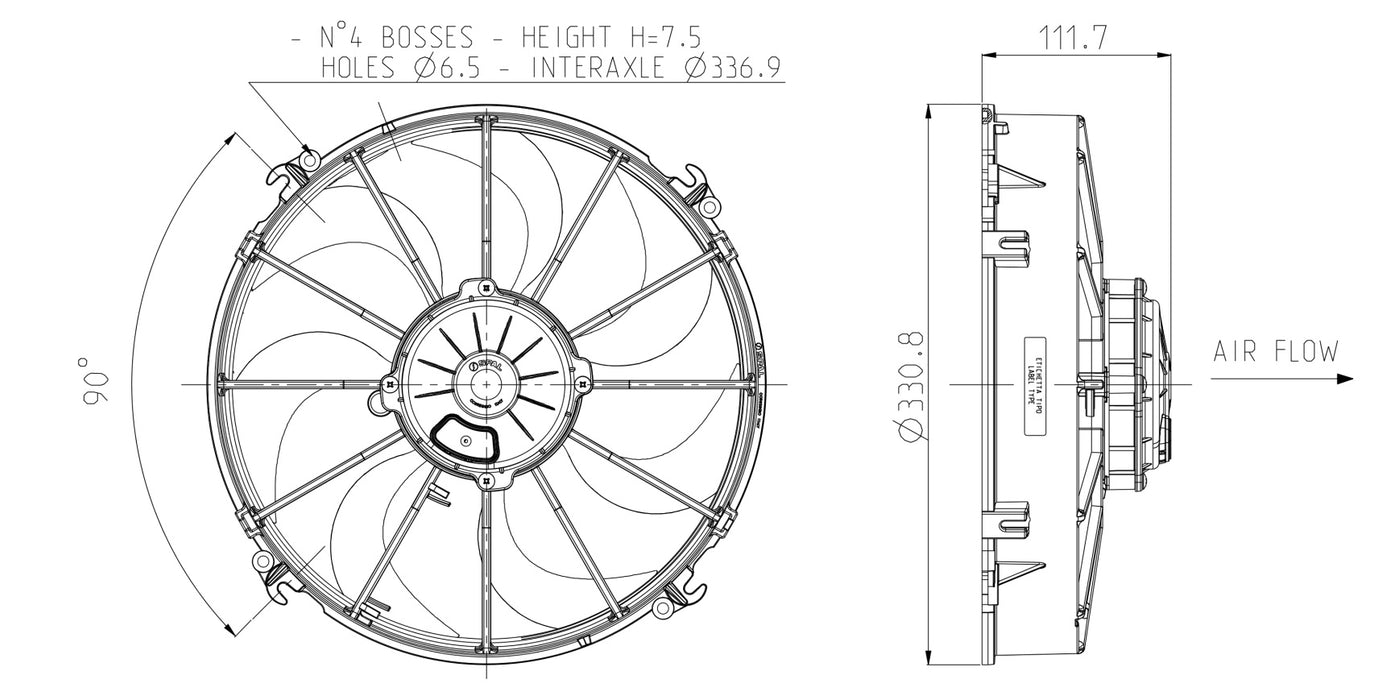 Spal Brushed 12" Electric Puller Fan.