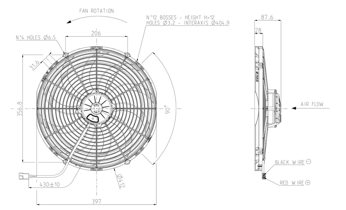 Spal Brushed 16" Electric Pusher Fan.