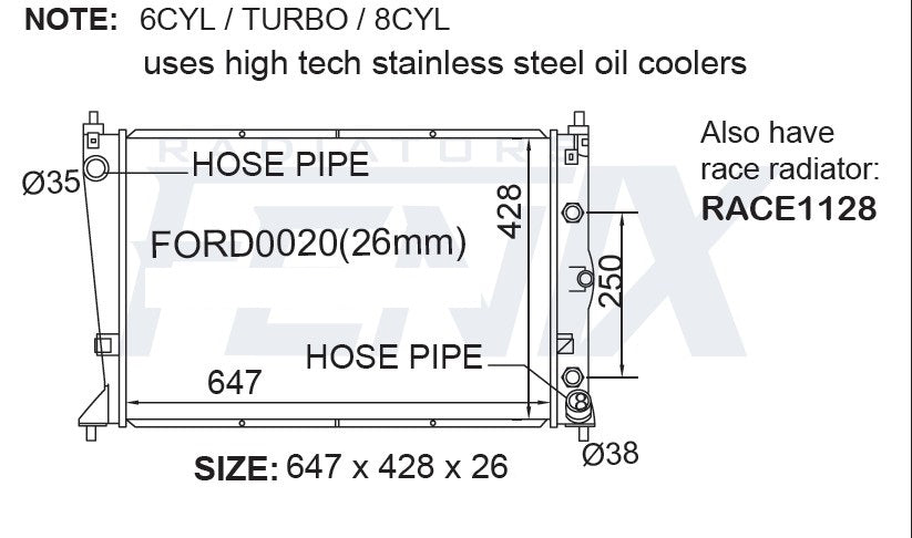 Ford Fairlane BA BF 6cyl Radiator — Fenix Radiators