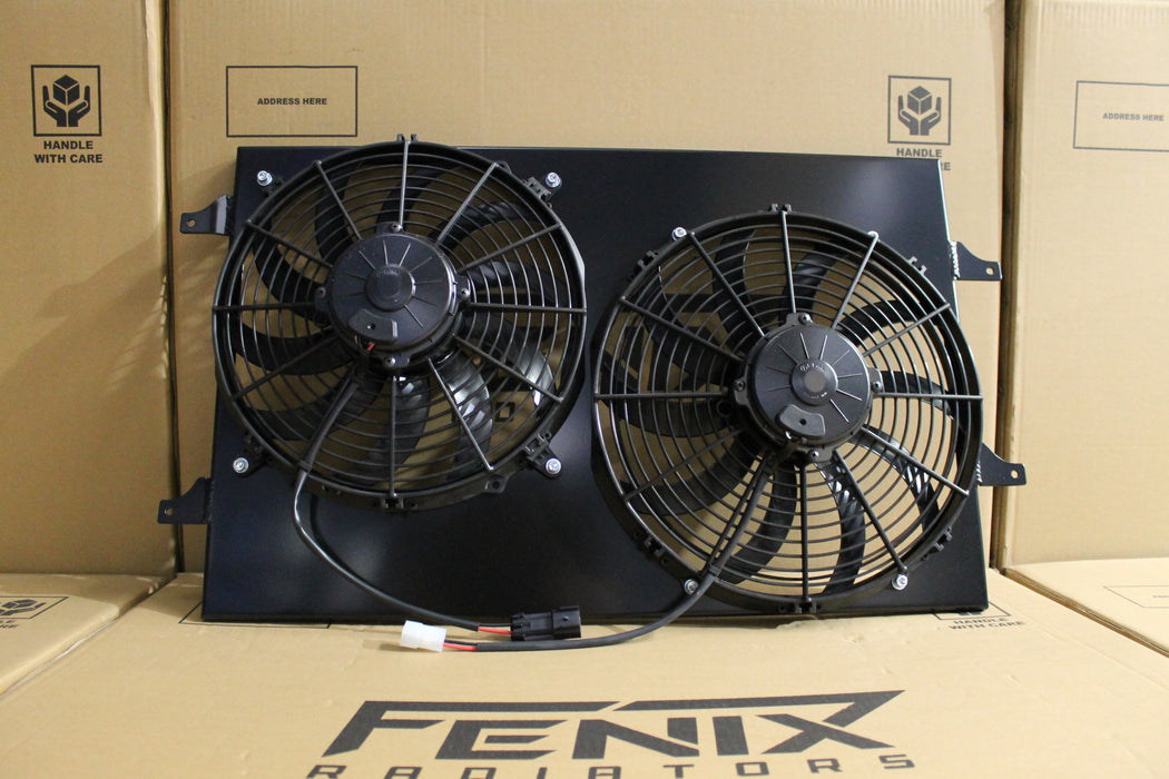 Spoiler Fan Holden VY Crewman V8 LS1 Custom Shroud & Twin Spal Fans. — Fenix Radiators
