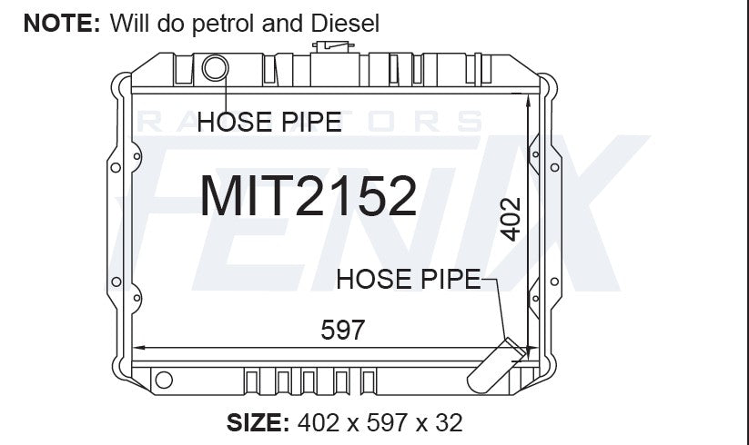 Mht432333 Radiator Radiator | Mitsubishi | Triton | ME MF MG MH MJ | Fenix — Fenix Radiators