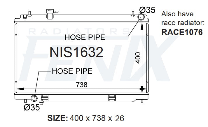 Nissan 350Z Radiator (OCT/2002 - MAR/2007). — Fenix Radiators