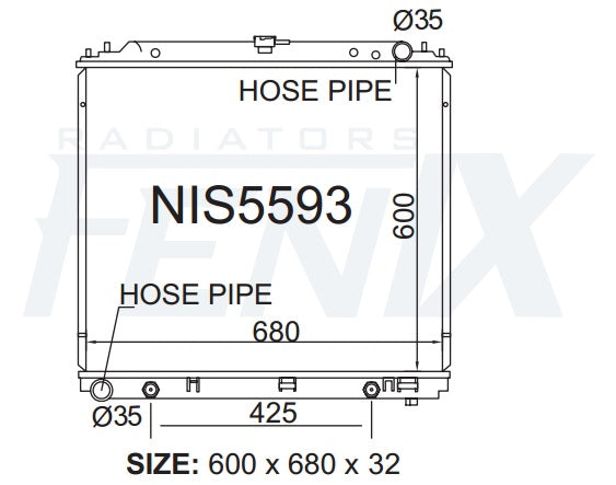 D40 Radiator Nissan D40 Navara Petrol Radiator (DEC/2005 - SEP/2011). — Fenix Radiators